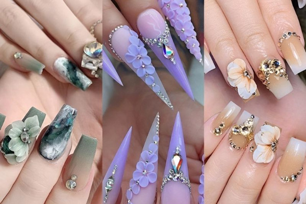 Nail Ombre Kết Hợp Với Đính Đá