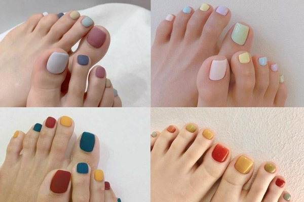 Mẫu Nail Trơn Mix Nhiều Màu