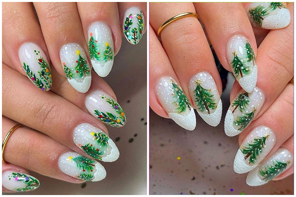 nail họa tiết cây thông