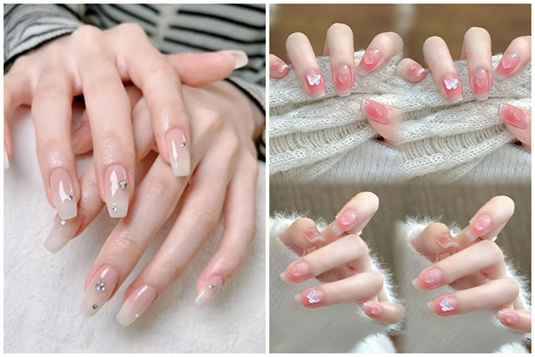 nail hồng thạch nhẹ nhàng