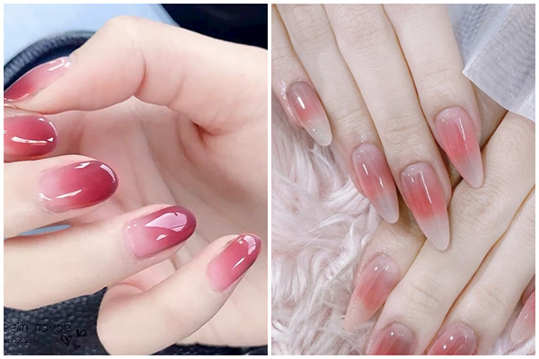nail hồng thạch ombre
