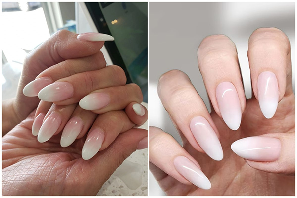 nail màu nude sơn ombre