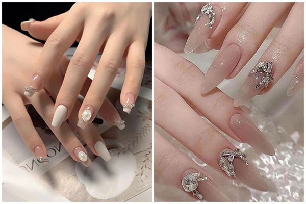 nail nude đính đá