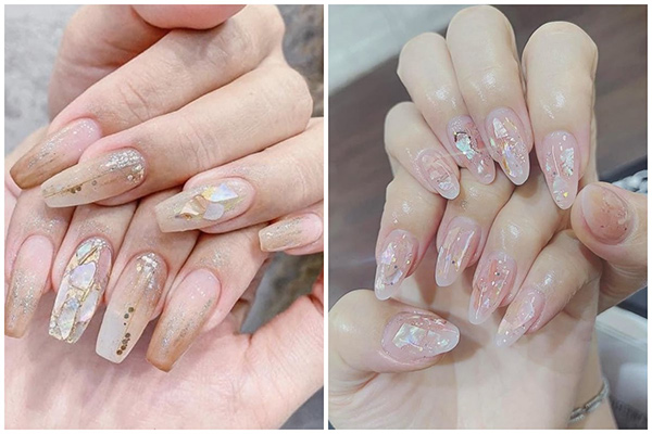nail sơn màu nude ẩn xà