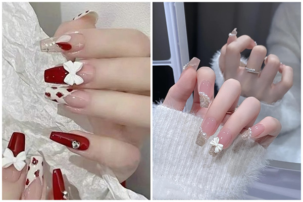 mẫu nail nơ đẹp