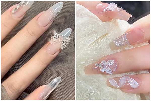 nail đính nơ trong suốt