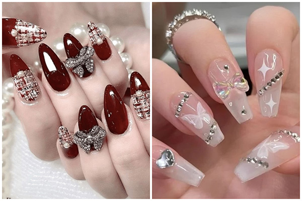 nail nơ đính đá sang chảnh