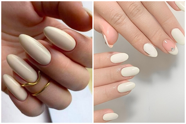 mẫu móng tay đẹp màu trắng sữa