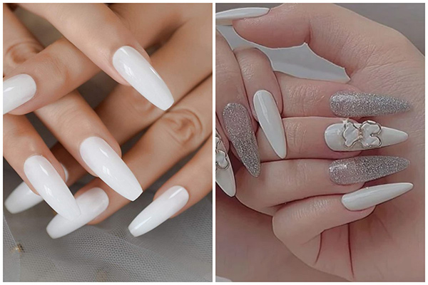 mẫu móng trắng sữa dáng dài