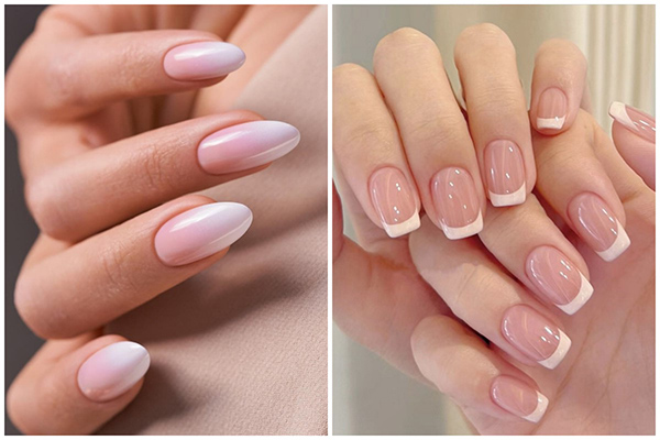 màu trắng sữa nail pha hồng