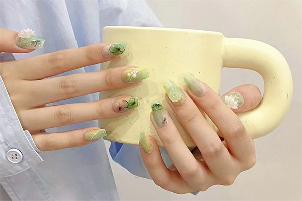 nail họa tiết hoa sen