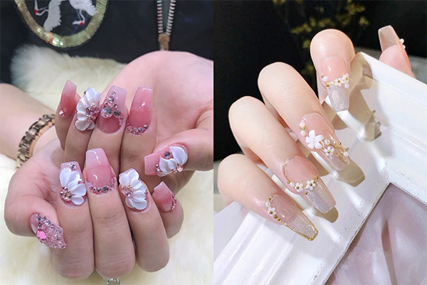 nail họa tiết hoa sứ