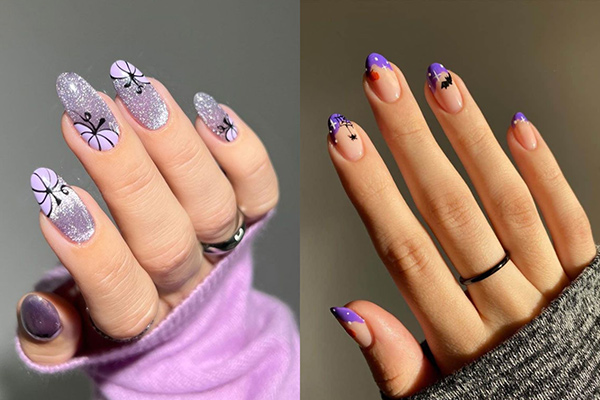mẫu nail màu tím