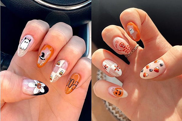 nail halloween họa tiết kẹo