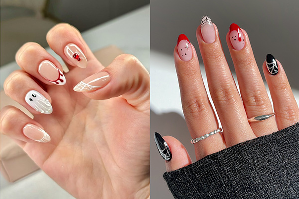 nail halloween màu đỏ