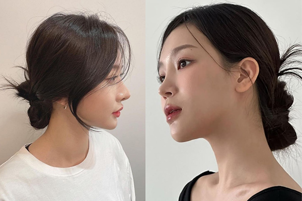 búi tóc lỏng hoặc búi messy