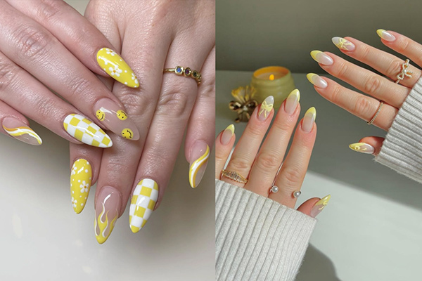 Mẫu móng tay tết màu vàng