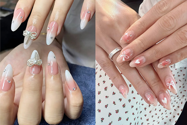 Mẫu nail màu hồng