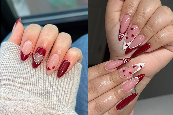 mẫu nail tết màu đỏ