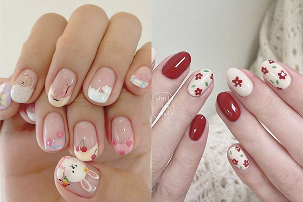 Nail tết đơn giản cho móng ngắn