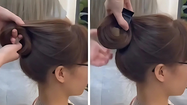 cách búi tóc kẹp càng cua chữ c