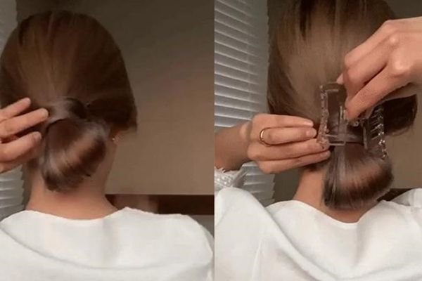 kiểu tóc búi thấp gọn gàng