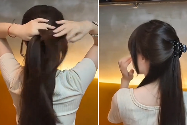 tóc buộc nửa đầu kẹp càng cua