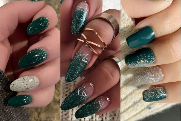 mẫu nail mix kim tuyến