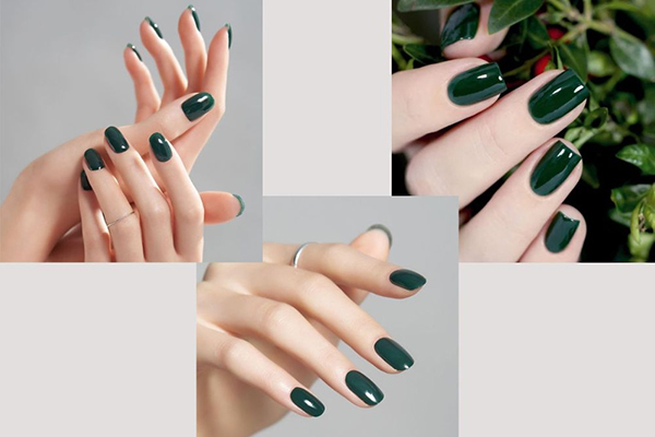 nail xanh rêu đậm làm tôn da
