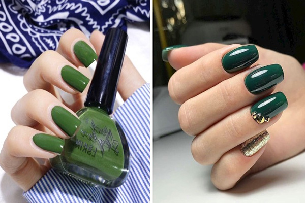 nail xanh rêu đậm