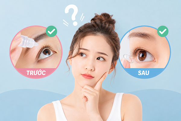 nhỏ mắt trước hay sau khi đeo lens