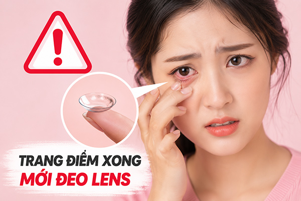 tác hại khi trang điểm xong mới đeo lens